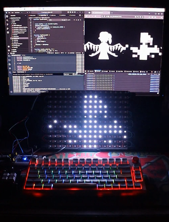 Bad Apple!! sendo transmitido para uma matriz de led de 16 x 12